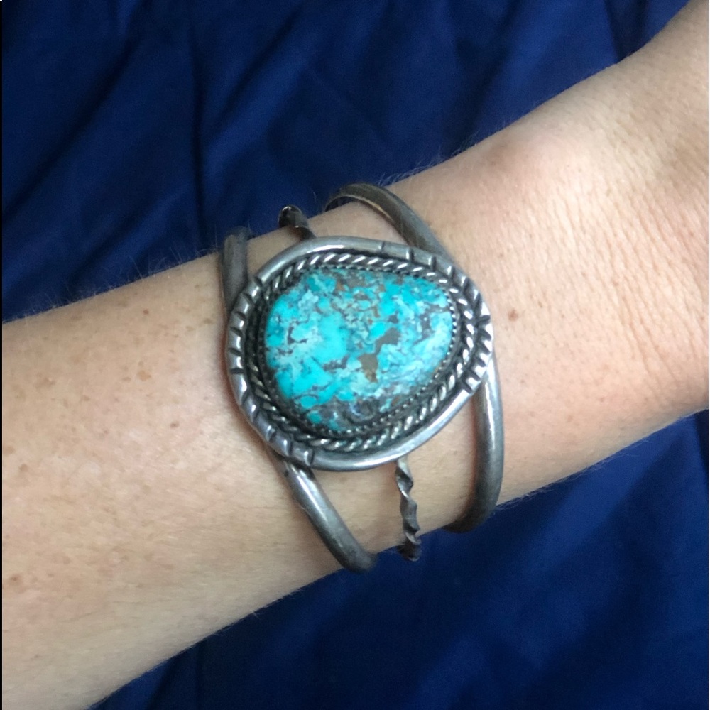 Vintage authentic turquoise sterling cuff